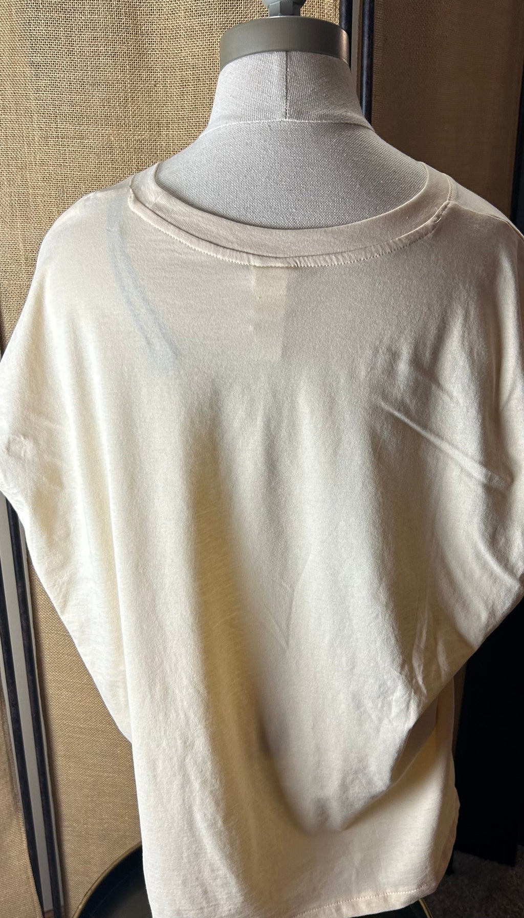 Over-sized Tan Tshirt - “Crimson & Cream"