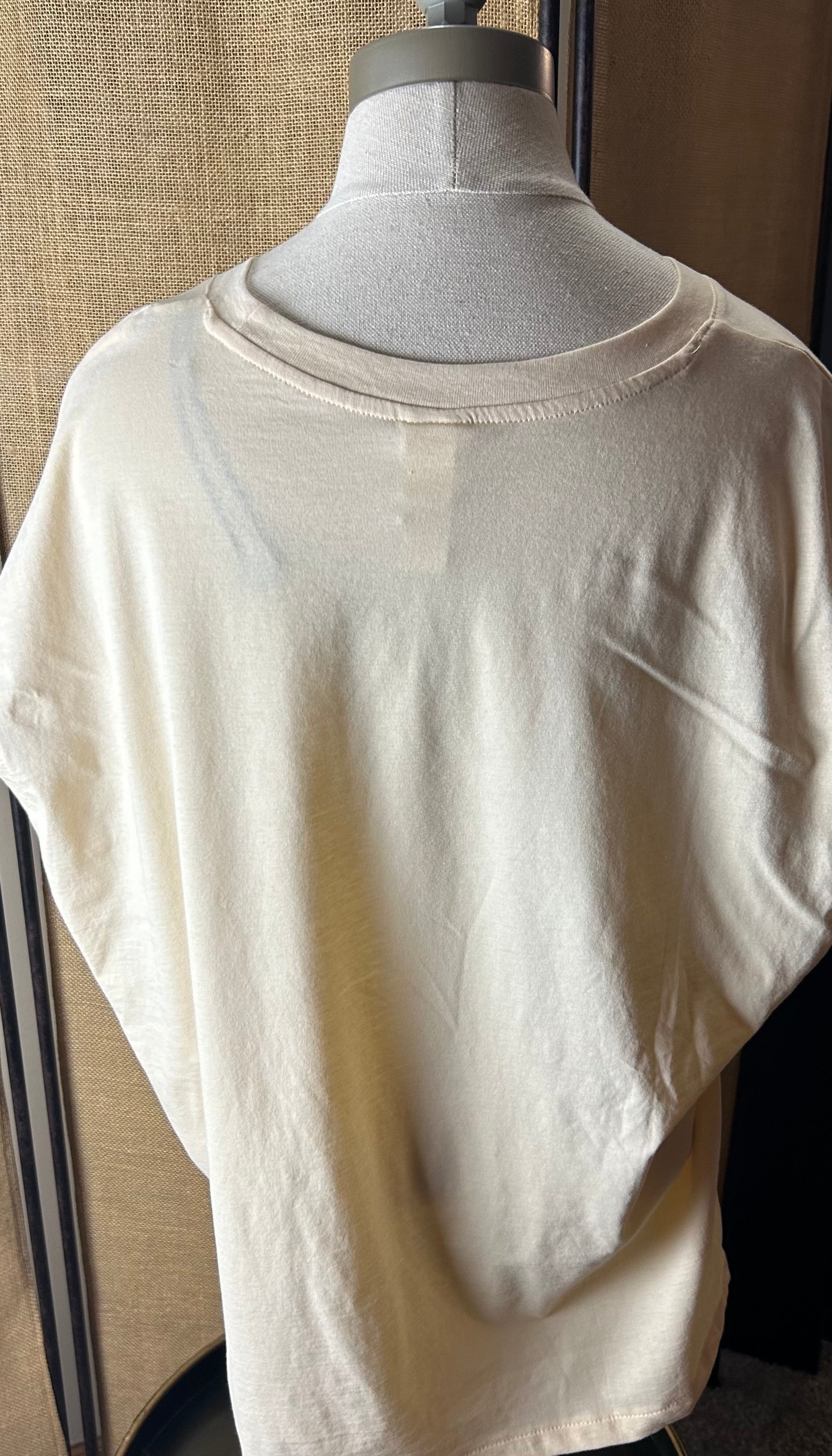 Over-sized Tan Tshirt - “Crimson & Cream"